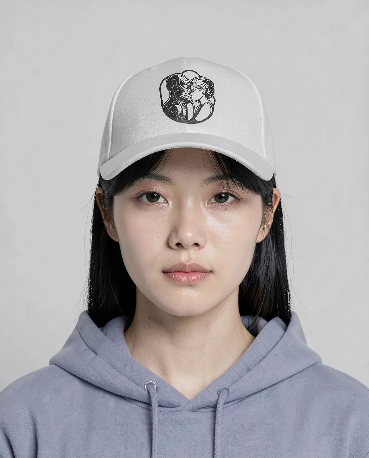 Cappellino bianco con chiusura a velcro regolabile 0