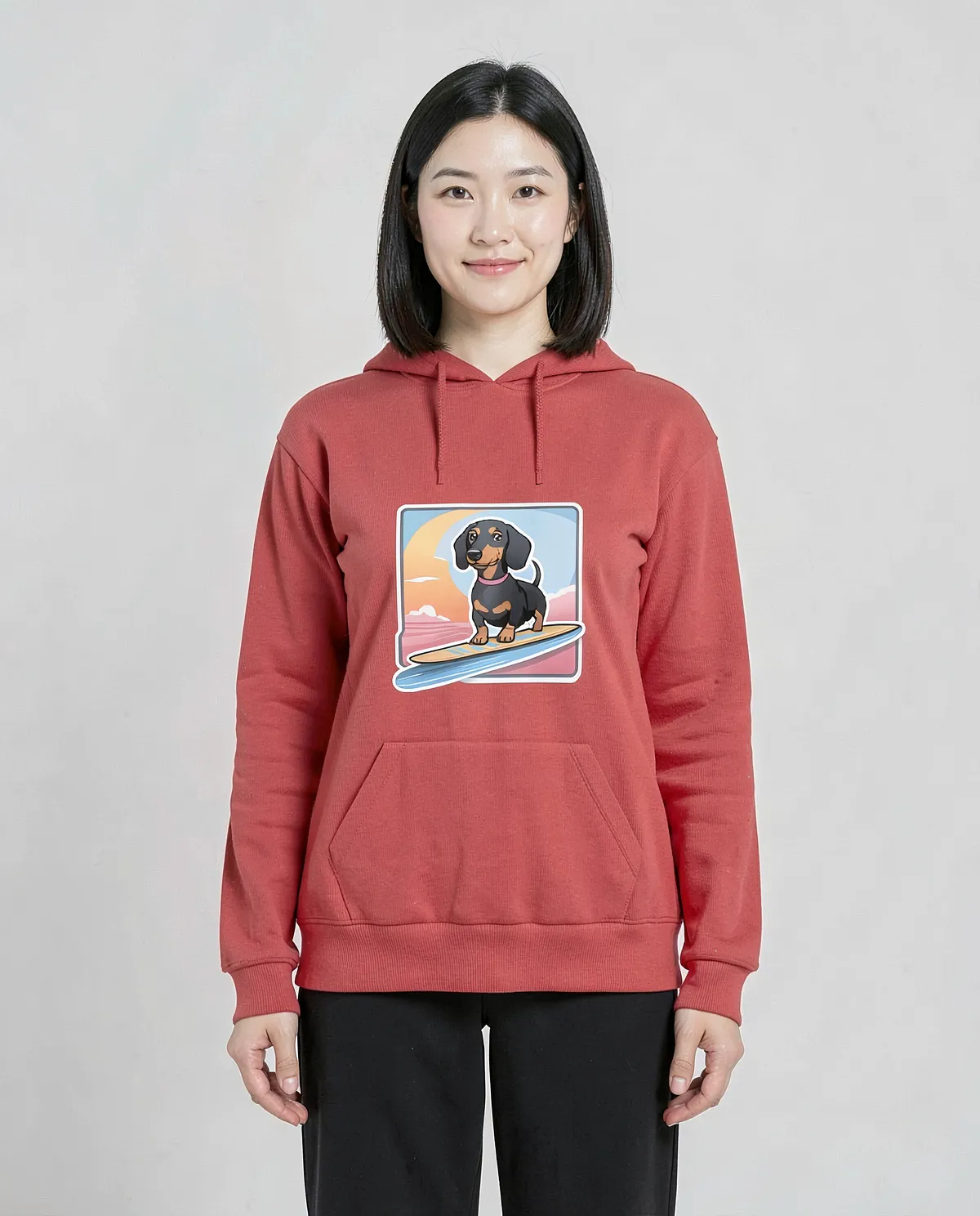 Sweatshirt unisexe rouge classique à col rond 0