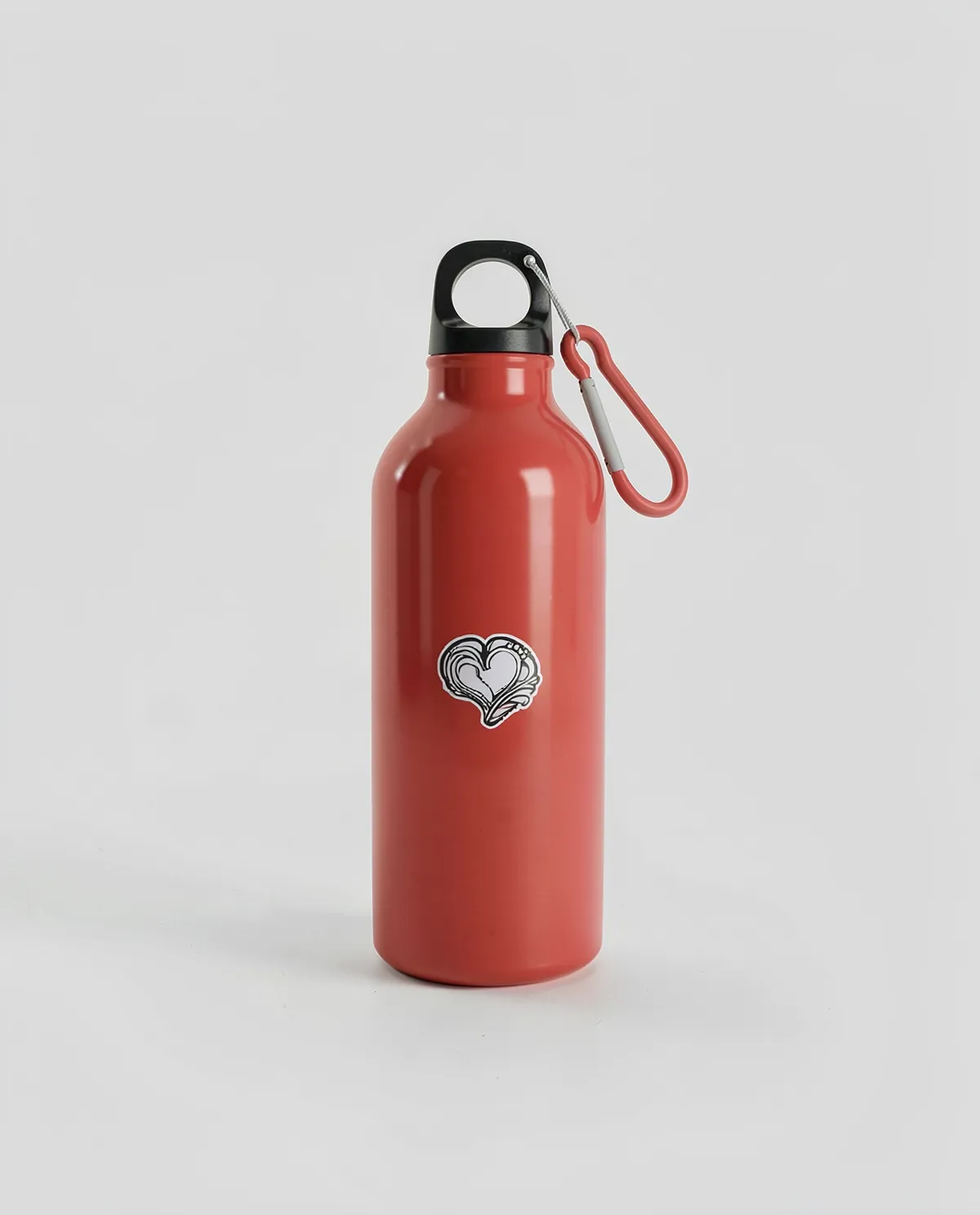 Recycled Aluminum Water Bottle with Blue Carabiner Clip