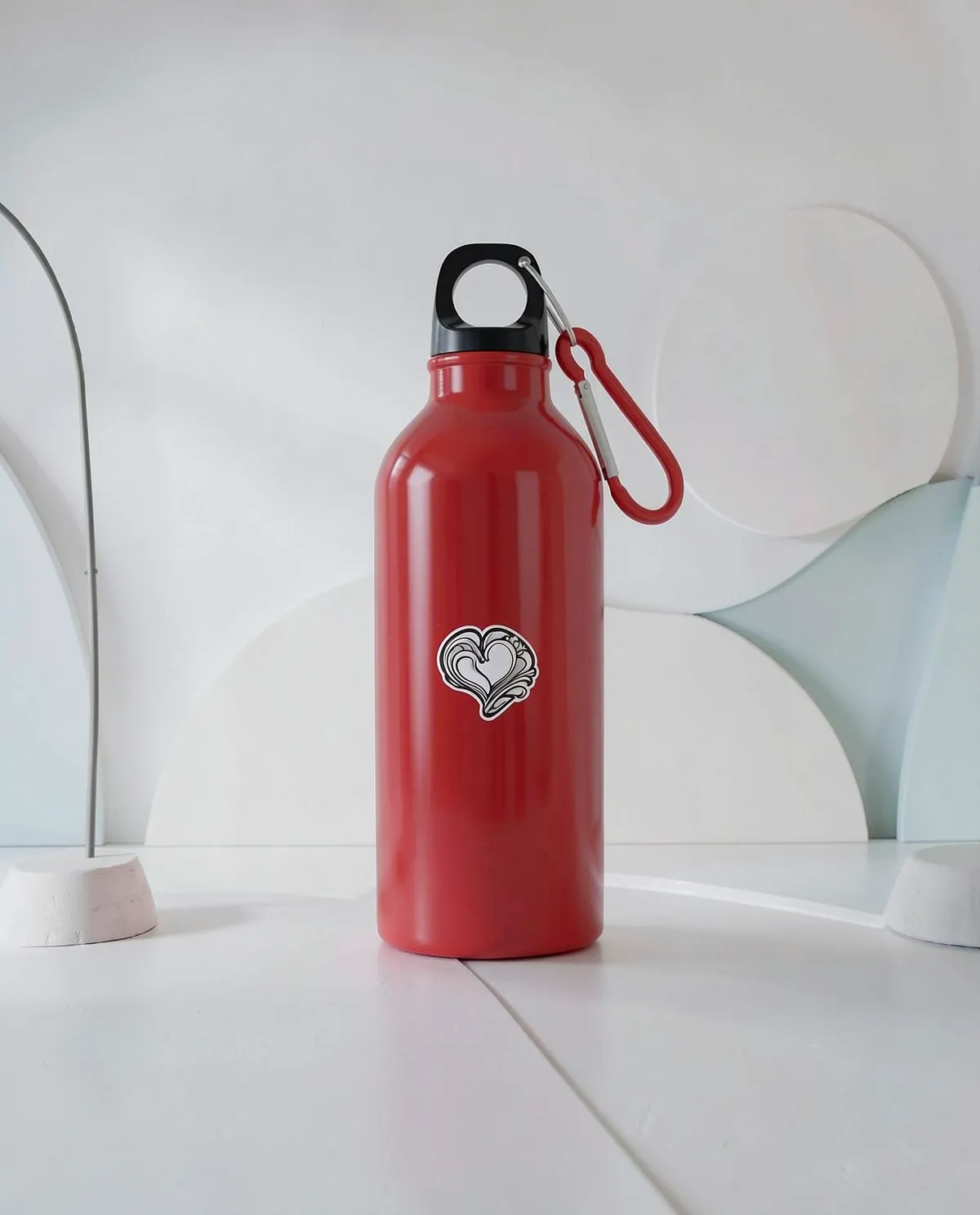 Recycled Aluminum Water Bottle with Blue Carabiner Clip 59