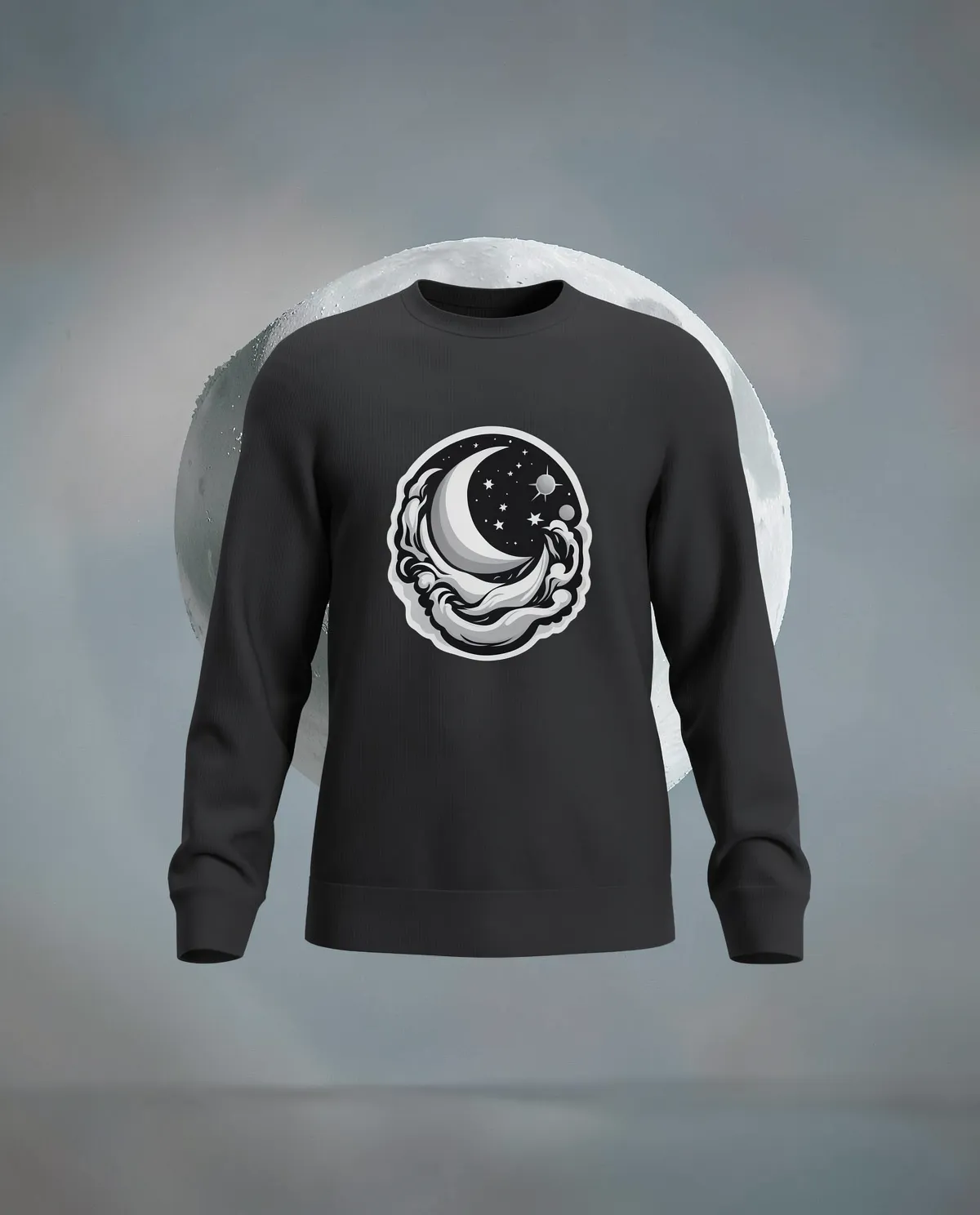 Black Unisex Cotton Sweatshirt with Crew Neck 59
