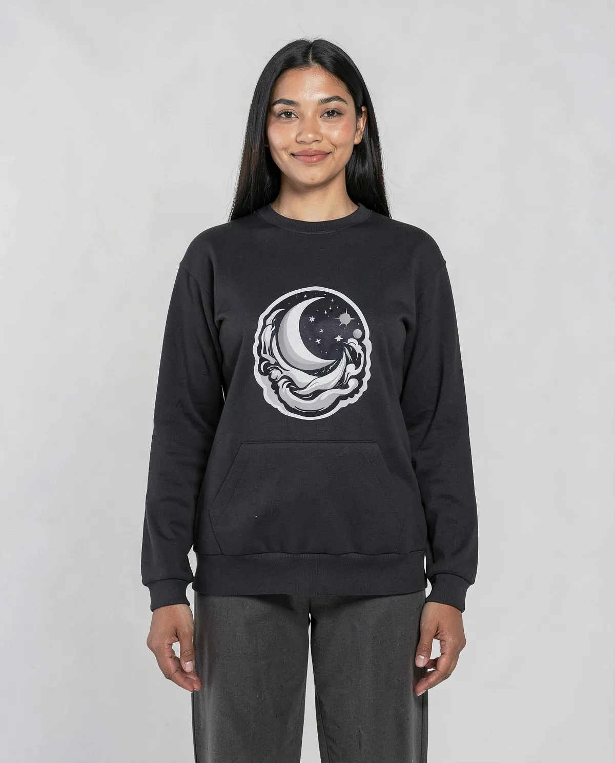 Black Soft Cotton Unisex Sweatshirt – Comfortable & Durable 0