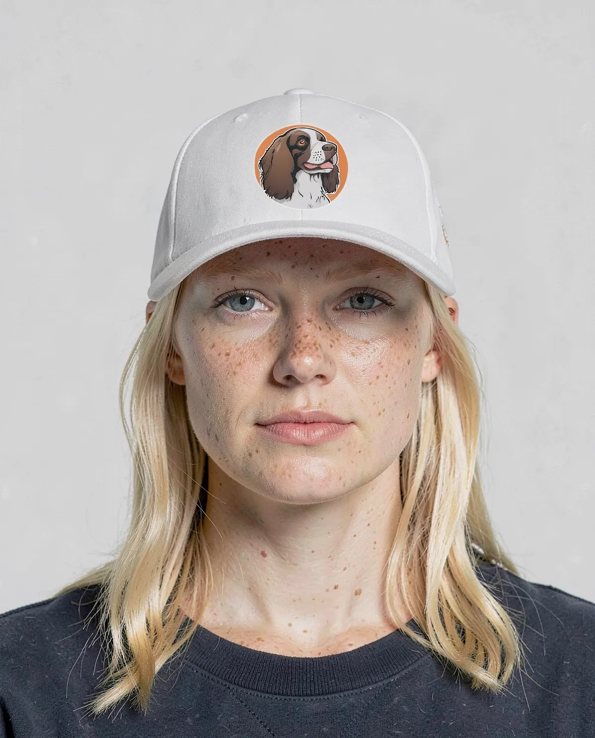 White cotton cap with velcro closure 0