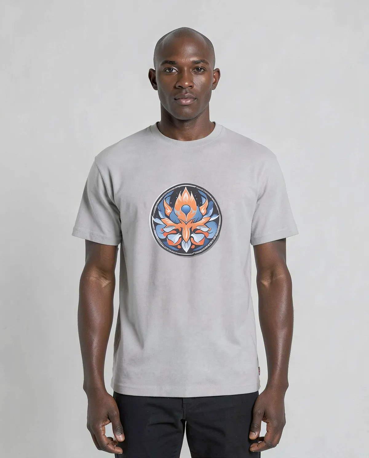 Grey Short Sleeve Crew Neck Eco‑Cotton T-Shirt 0