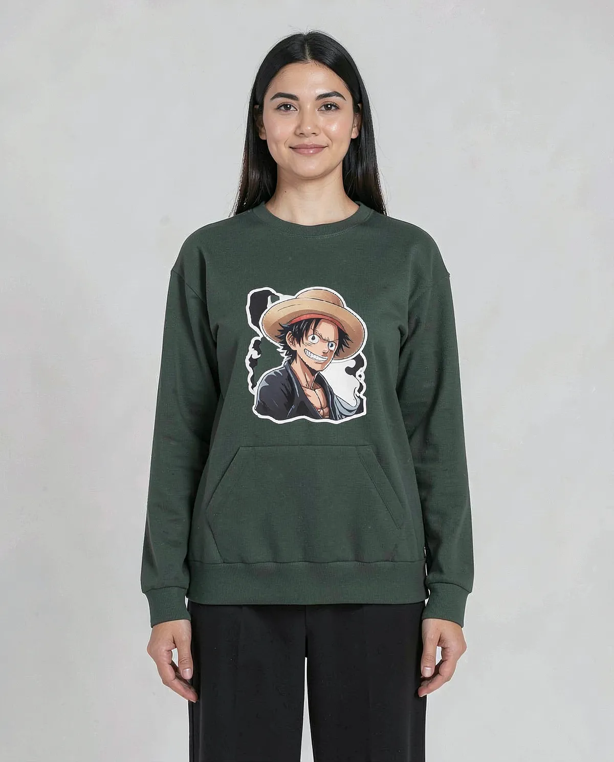 Green Organic Cotton Sweatshirt Featuring Bold Graphic Design 0