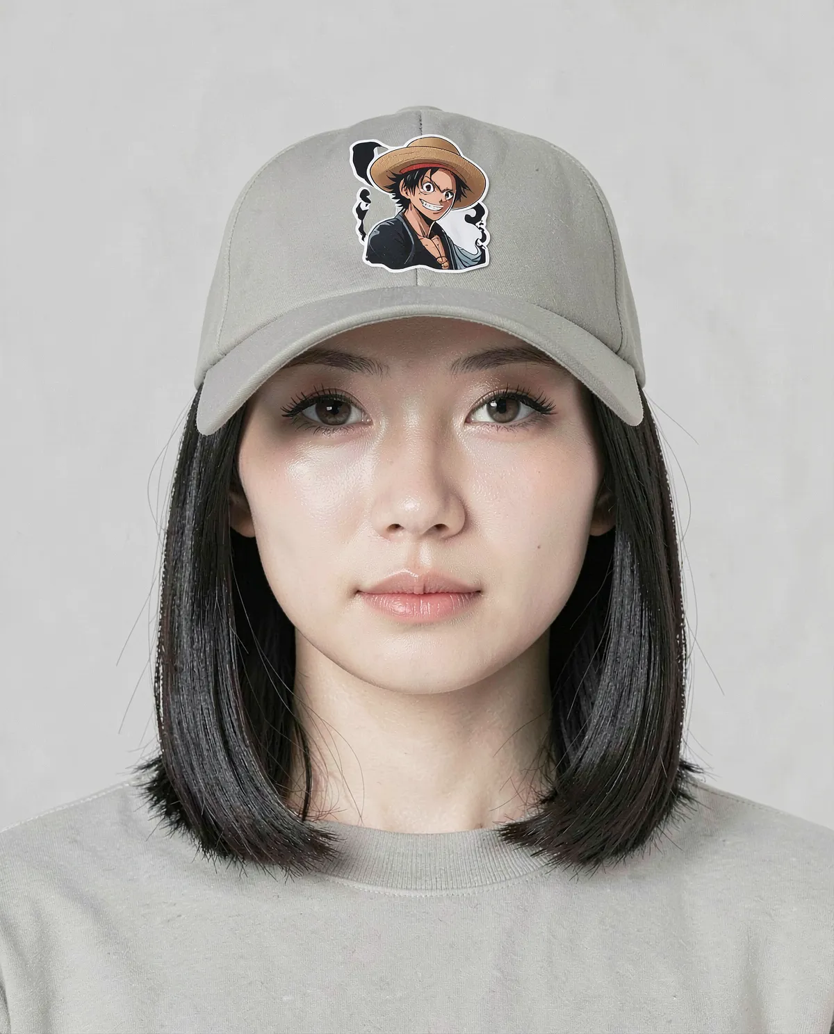 Grey Adjustable Cotton Cap with Velcro Closure 59