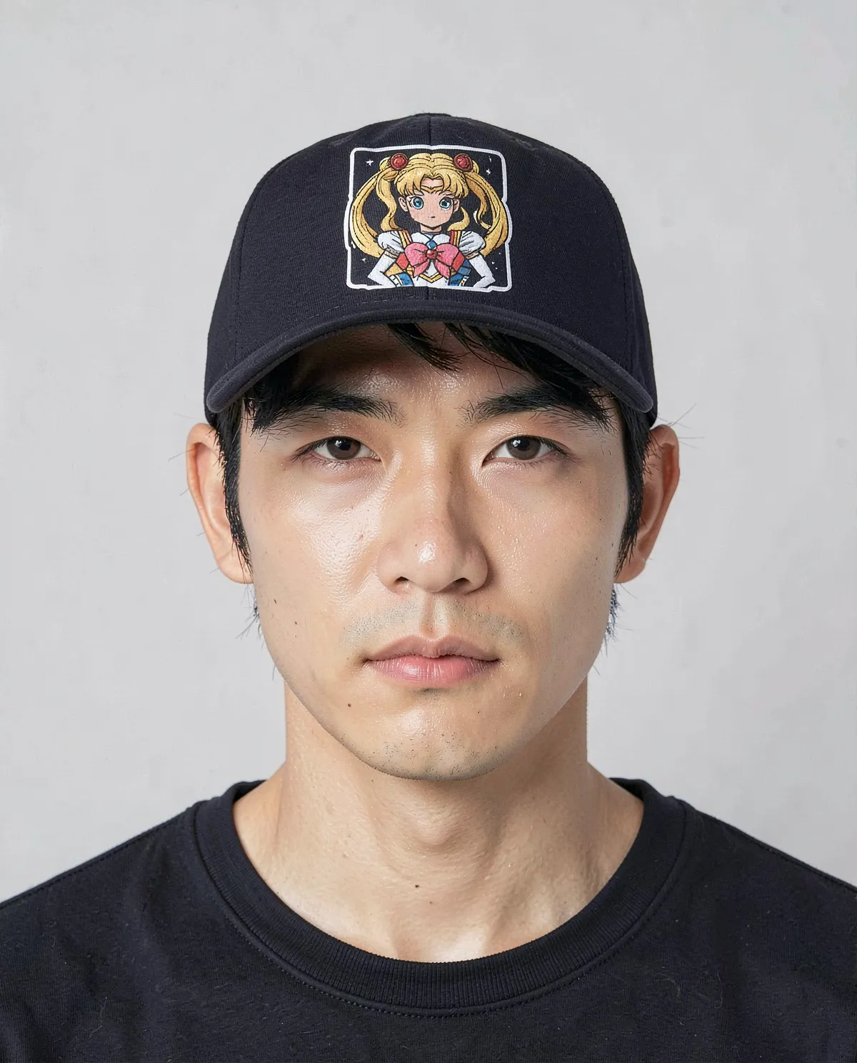 Black Adjustable Cotton Cap with Velcro Closure 0