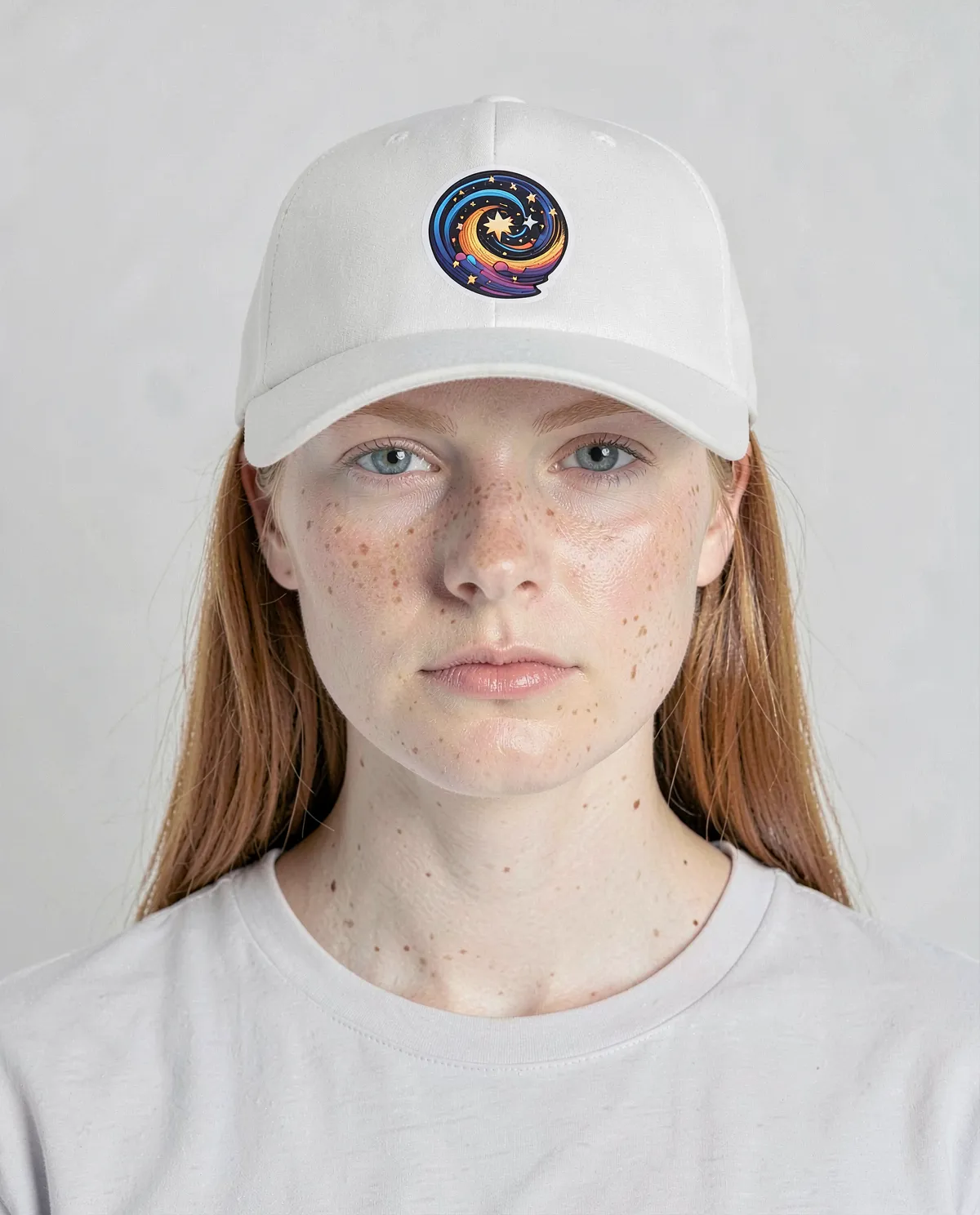 White Cap with Adjustable Velcro and Smooth Print Surface 0