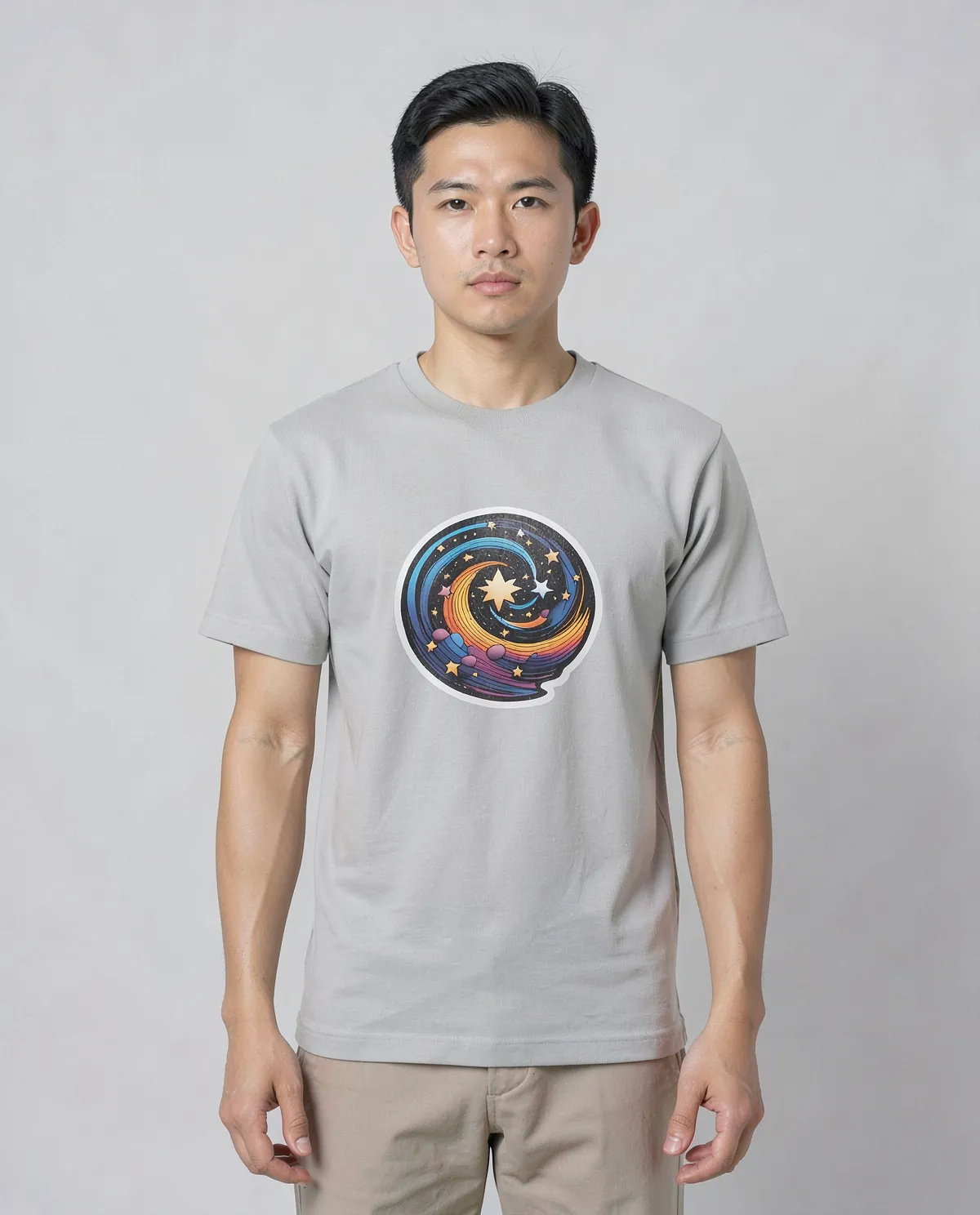 White Organic T-Shirt with Unique Geometric Print 0