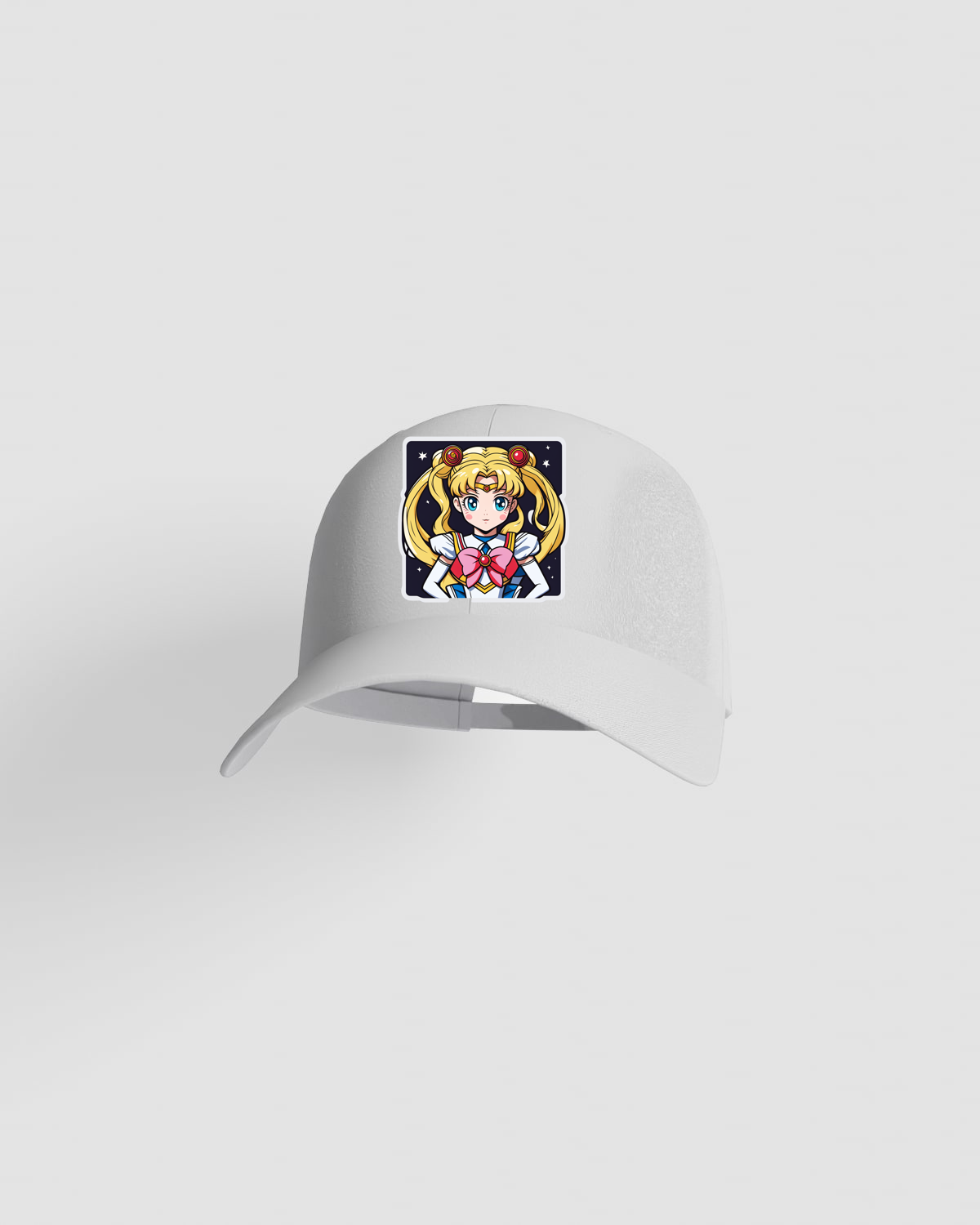 White Cap with Adjustable Velcro Closure and Smooth Print Surface 59