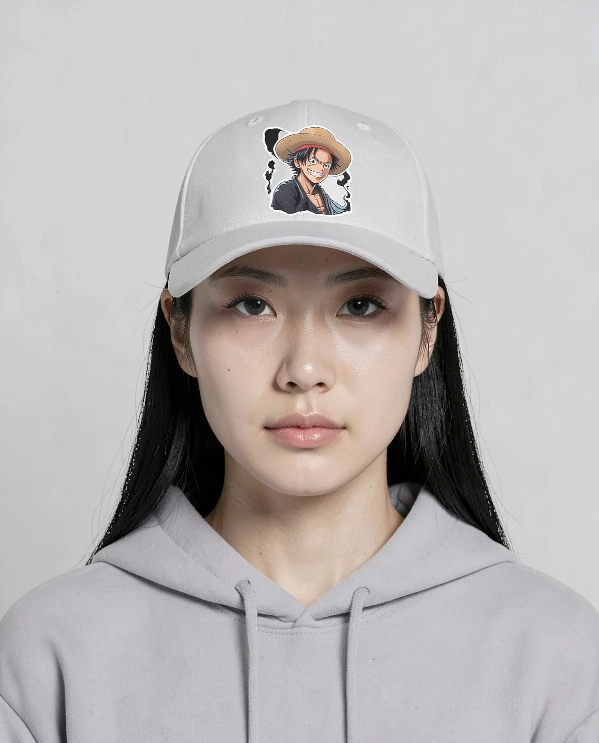 White Classic 5-Panel Cotton Cap with Velcro Closure 59
