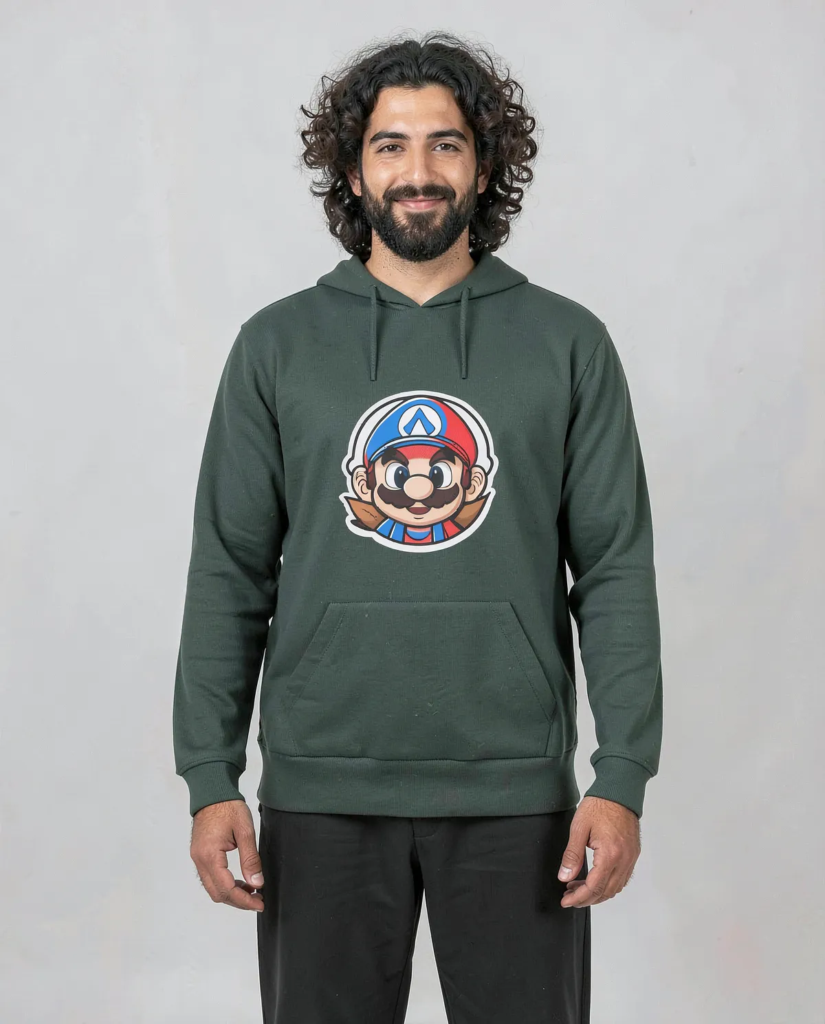 Green Brushed Organic Cotton Sweatshirt with Bold Design 0