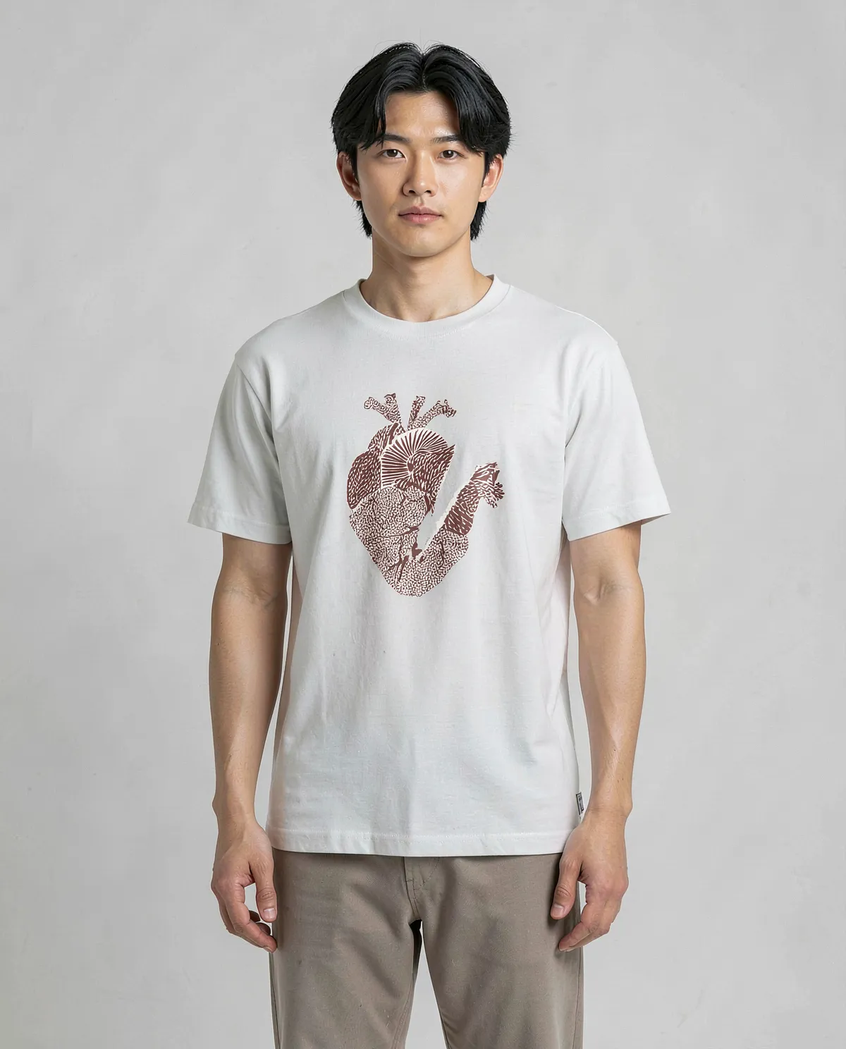 White T-Shirt with Unique Hand‑Drawn Logo 0
