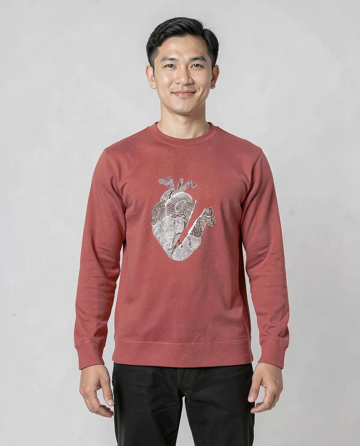 Red Brushed Organic Cotton Sweatshirt 0