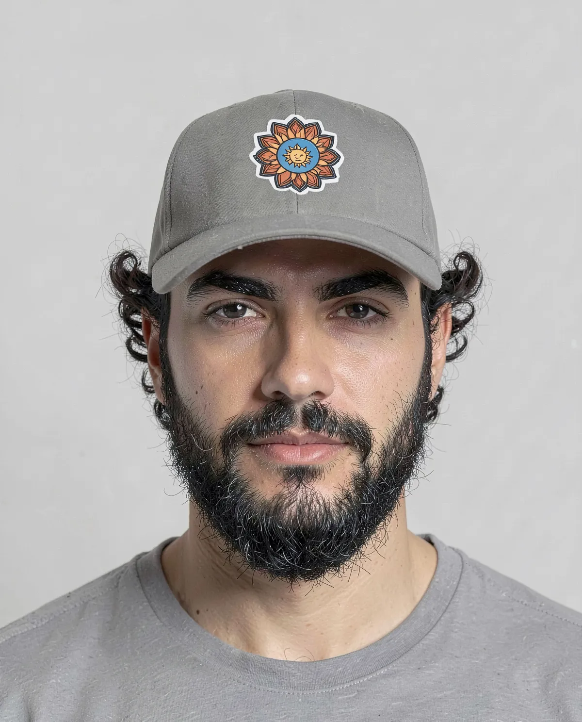 Grey Classic Cotton Cap with Adjustable Velcro Closure 0