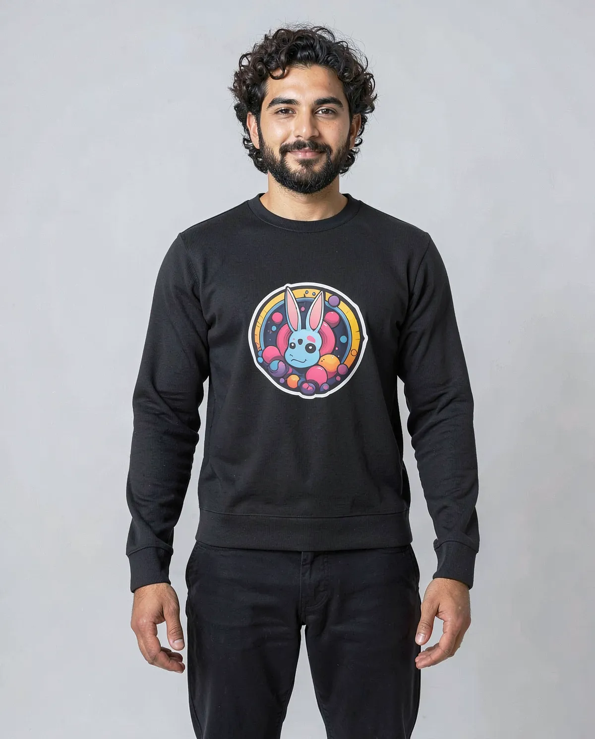 Black Unisex Sweatshirt – Smooth Print‑Ready Fabric 0