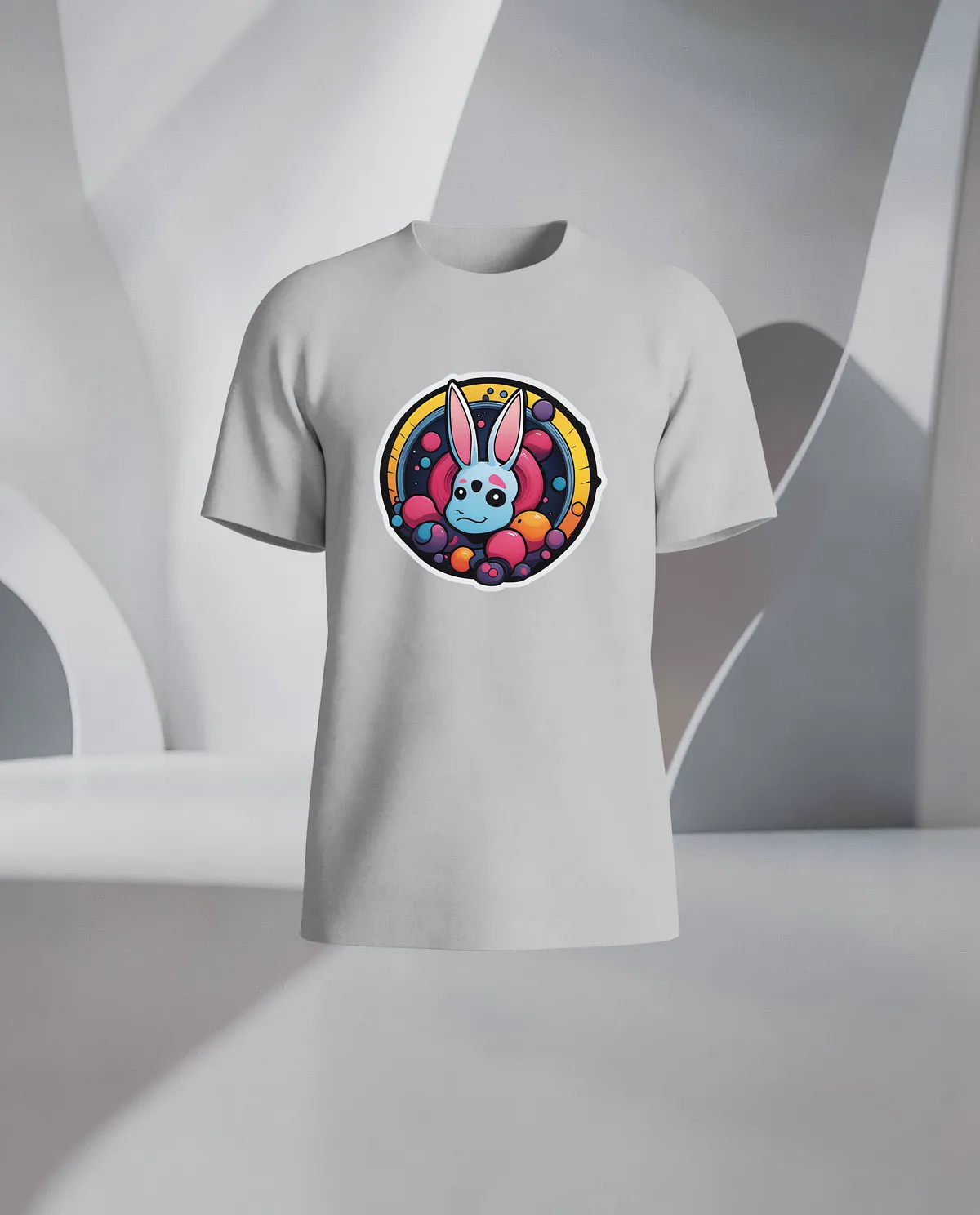 Grey T-Shirt with Minimalist Graphic Print 59