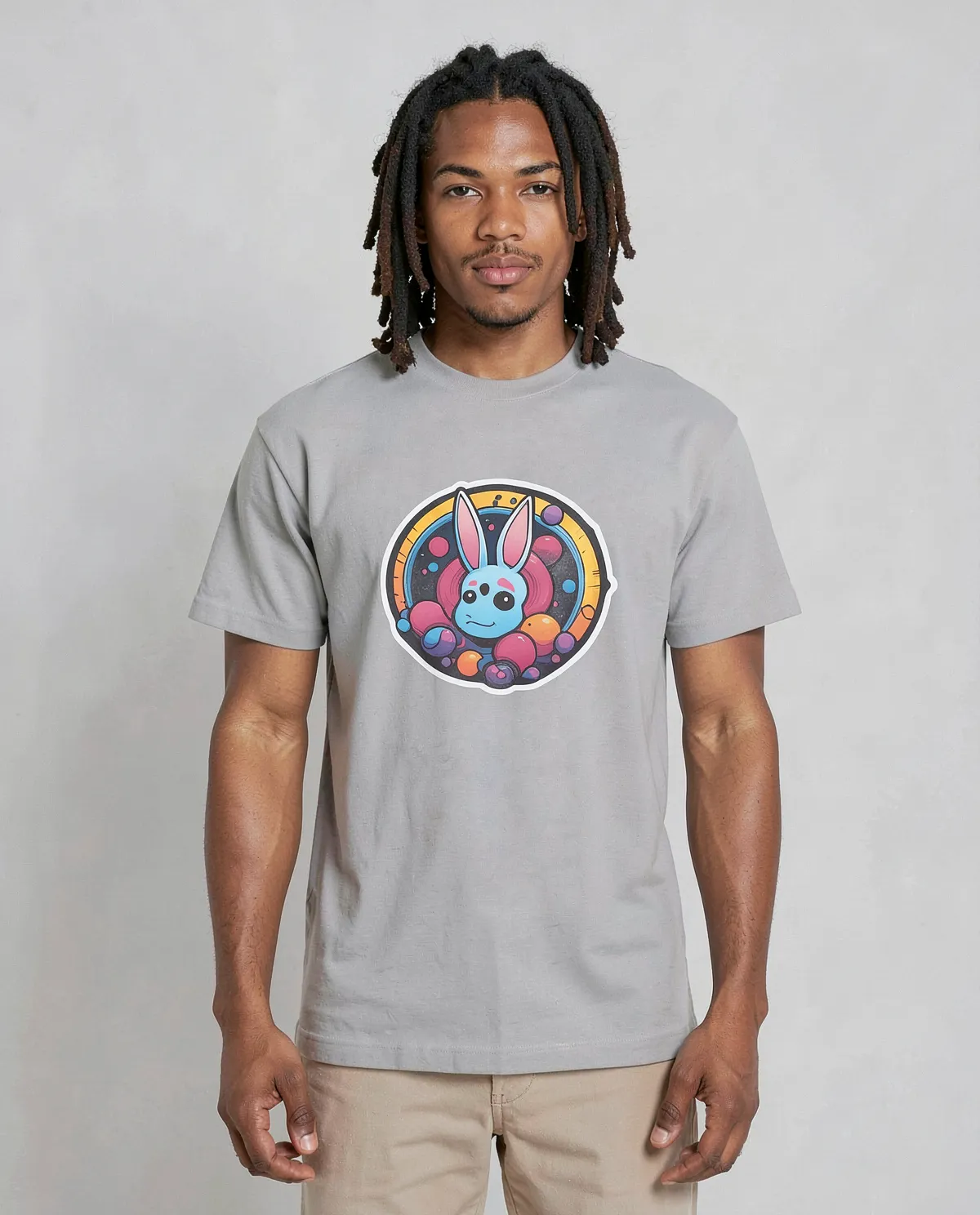 Grey T-Shirt with Minimalist Graphic Print 0