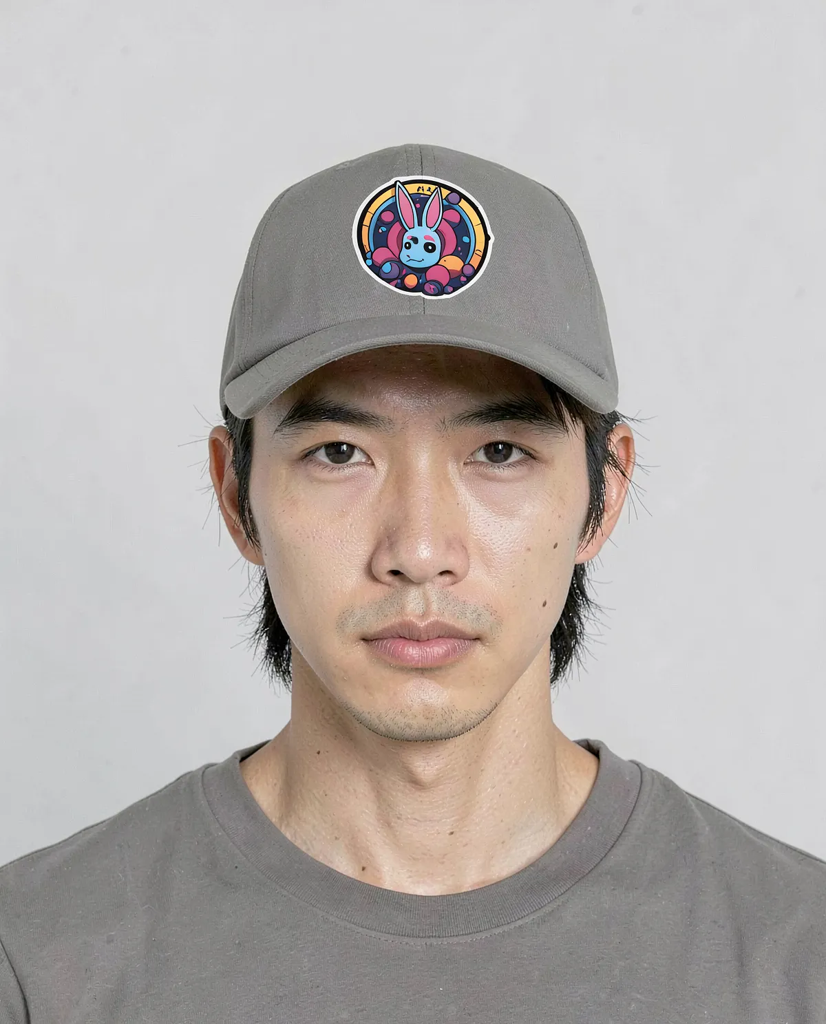 Grey Classic Cotton Cap with Adjustable Velcro Closure 0