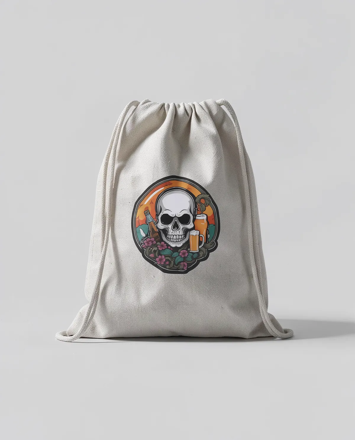 Customizable Ironed Drawstring Bag – Neutral Gray 0