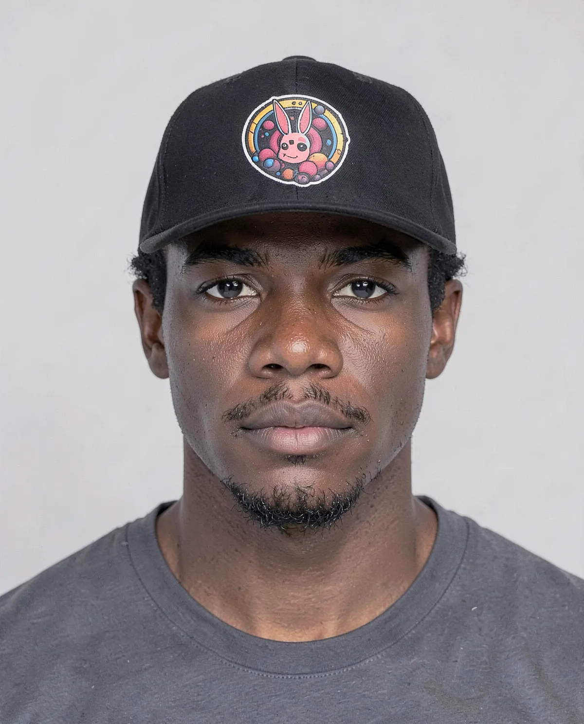 Black cotton cap with velcro closure 0