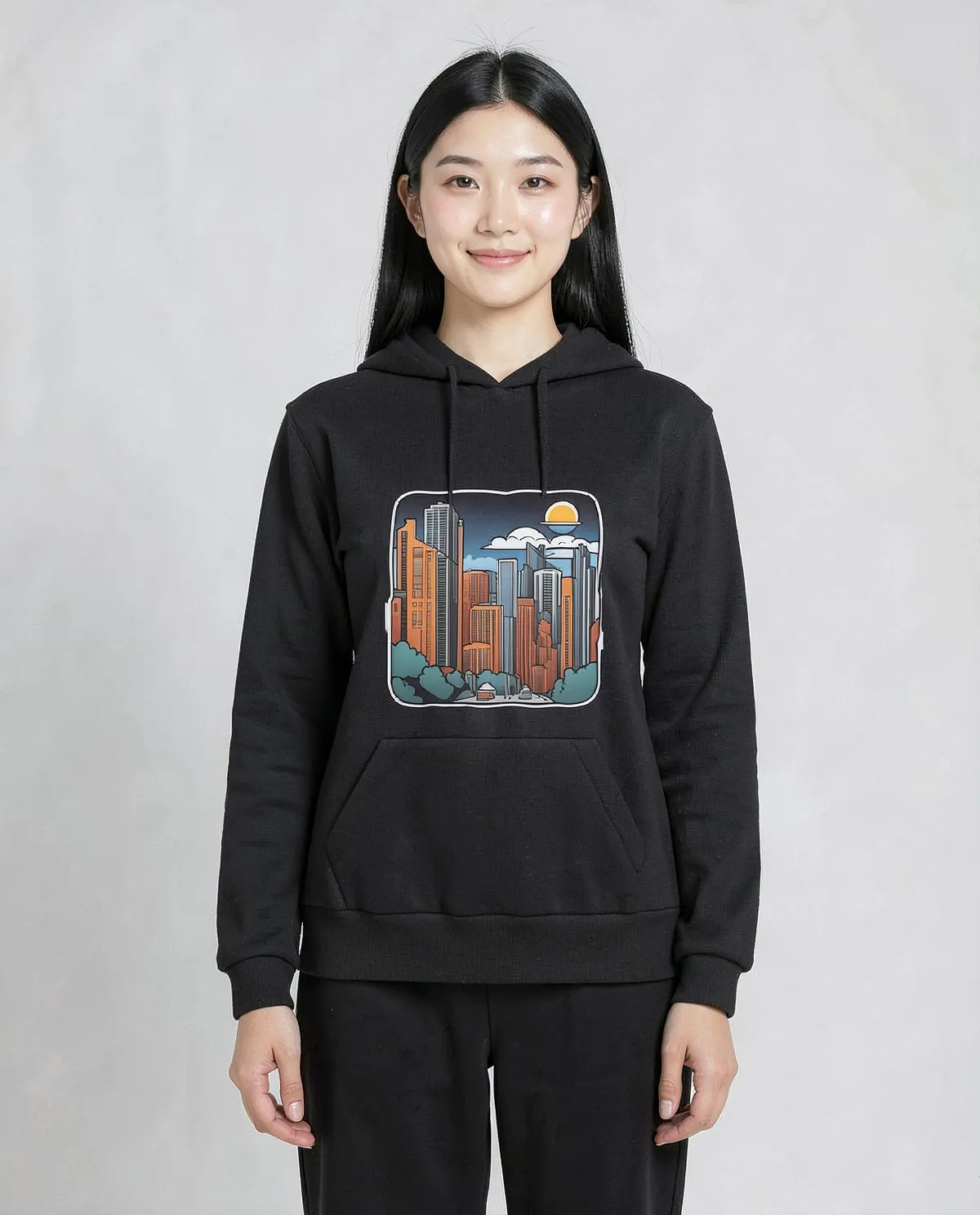 Sweatshirt unisexe noir – Confort éco‑durable 0