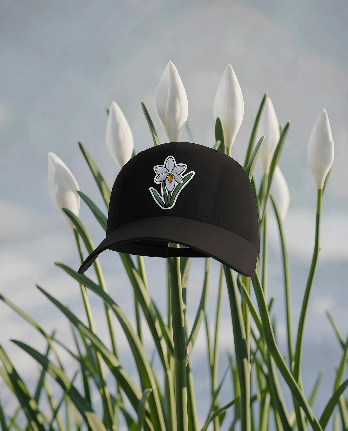 Black Adjustable Cotton Cap with Velcro Closure 59