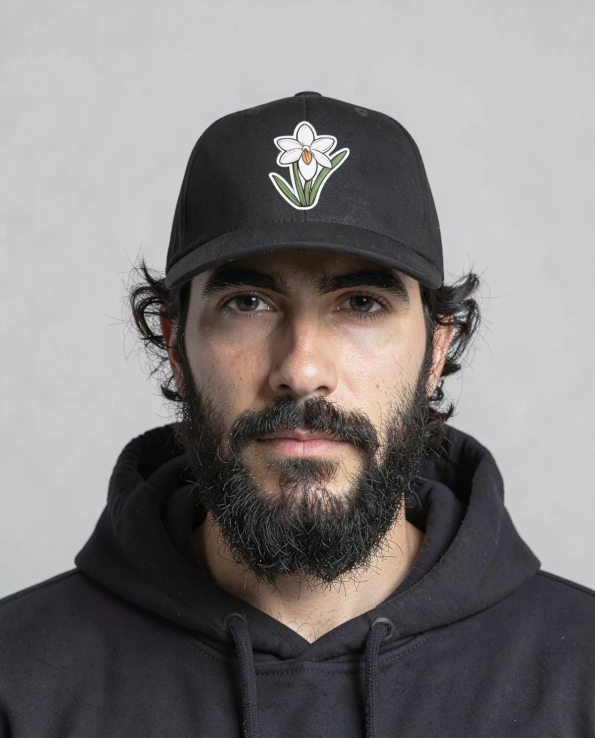 Black Adjustable Cotton Cap with Velcro Closure 0