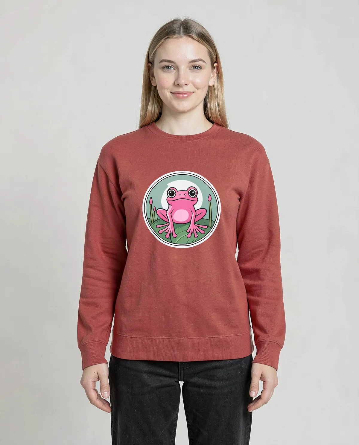 Red Organic Cotton Sweatshirt with Brushed Fabric 0