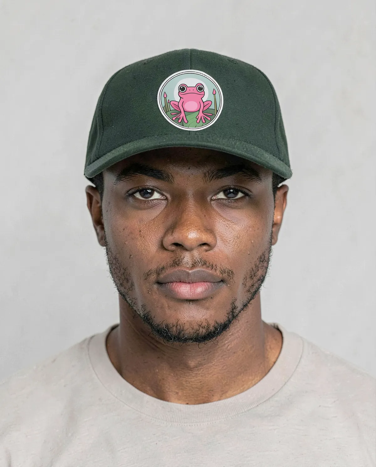 Cappellino di cotone verde con chiusura a velcro 0