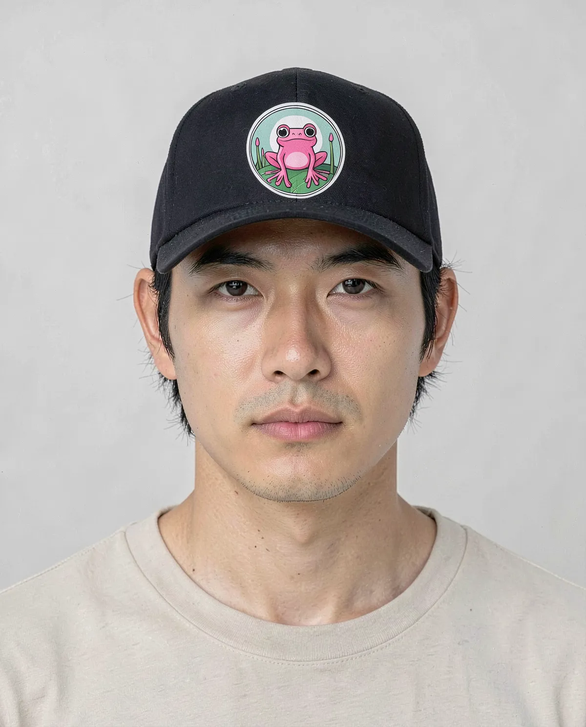 Cappellino nero di cotone regolabile con chiusura a velcro 0