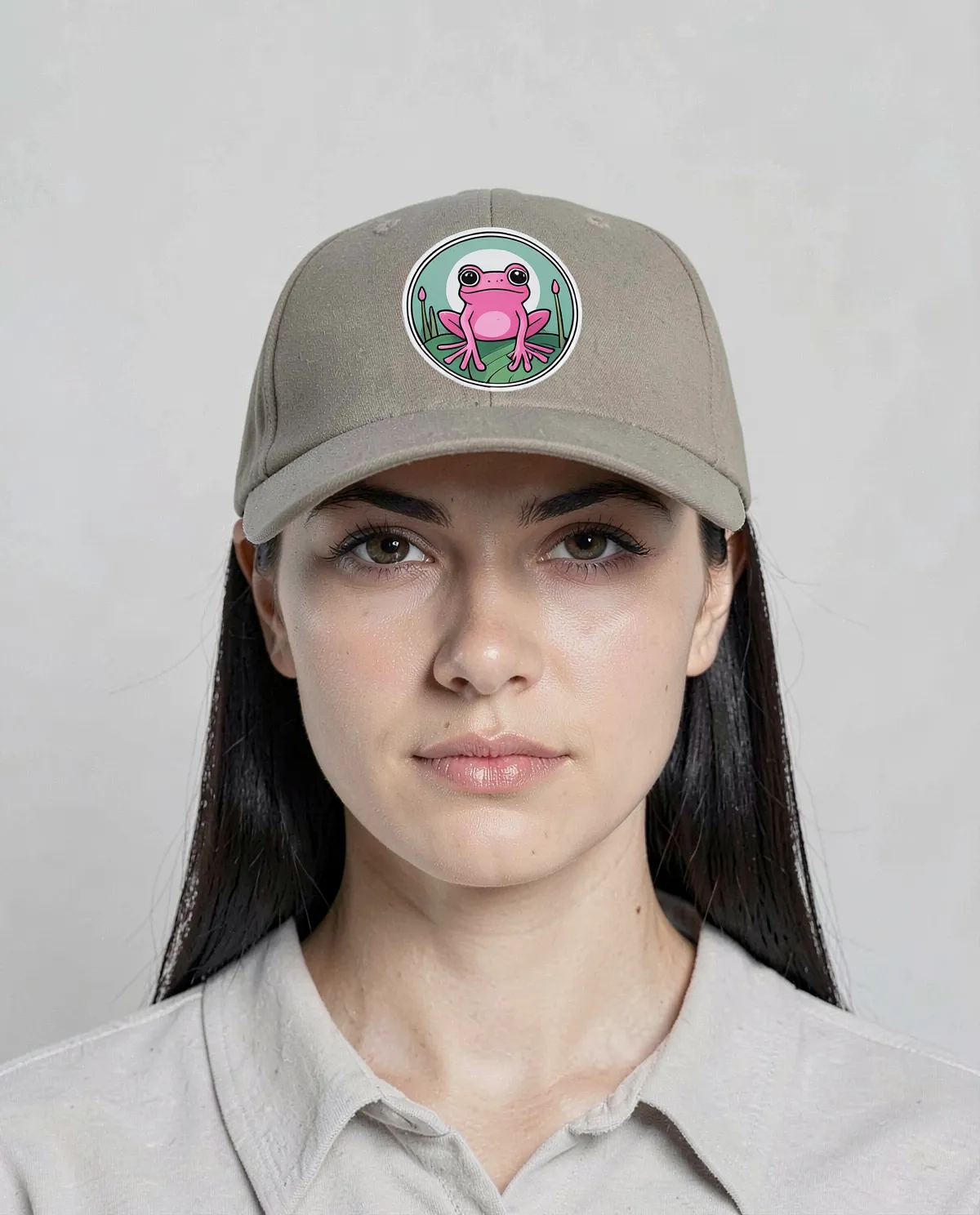 Khaki Cotton Cap, Velcro Adjustable, Print Ready 0