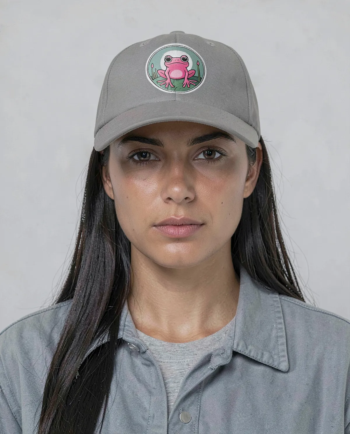 Grey Adjustable Cotton Cap with Velcro Closure 0