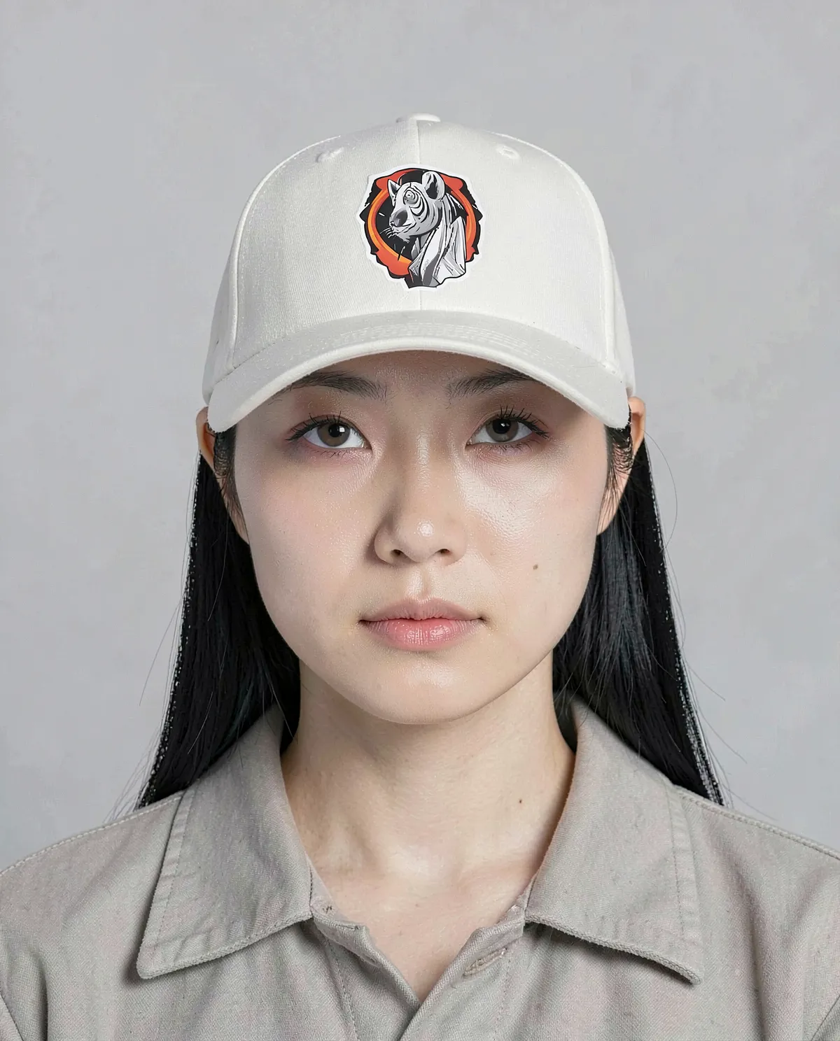 White 5-Panel Cotton Cap with Velcro Closure 0