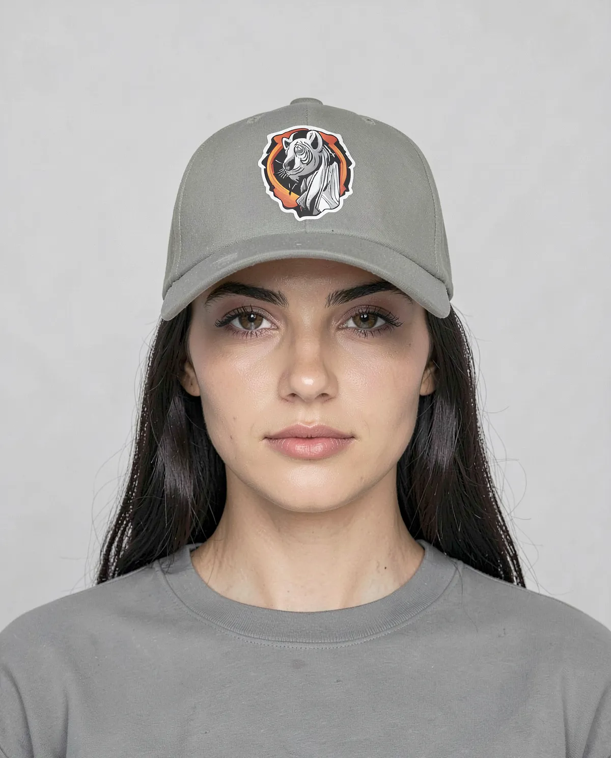 Cappellino in cotone grigio regolabile con chiusura a velcro 0