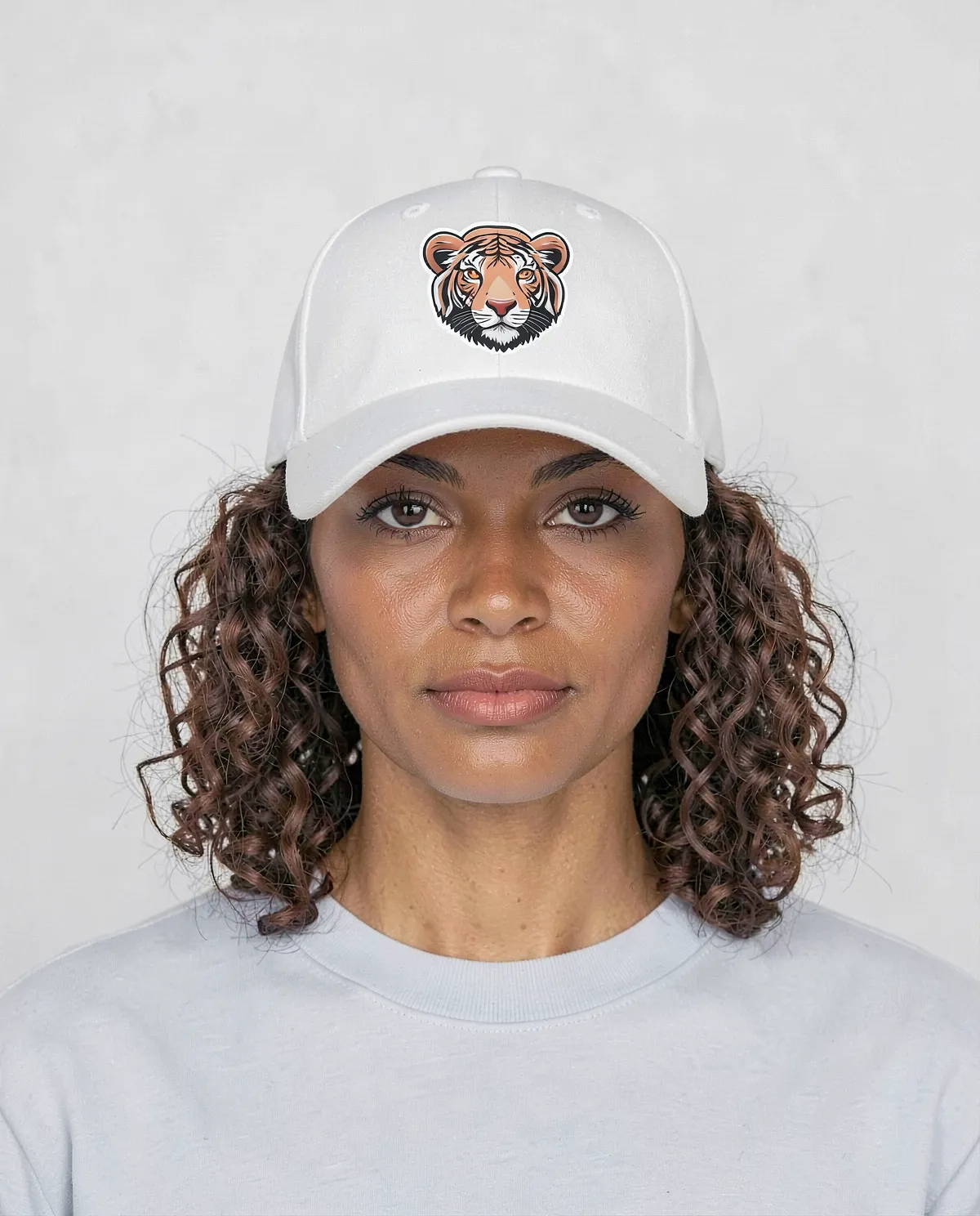 White Adjustable Cotton Cap with Velcro Closure 59
