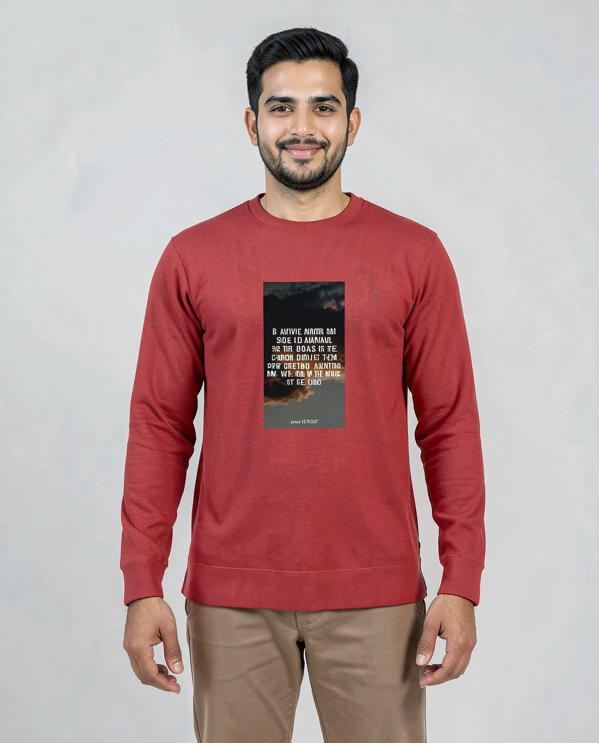 Red Smooth Print Unisex Cotton Sweatshirt 0