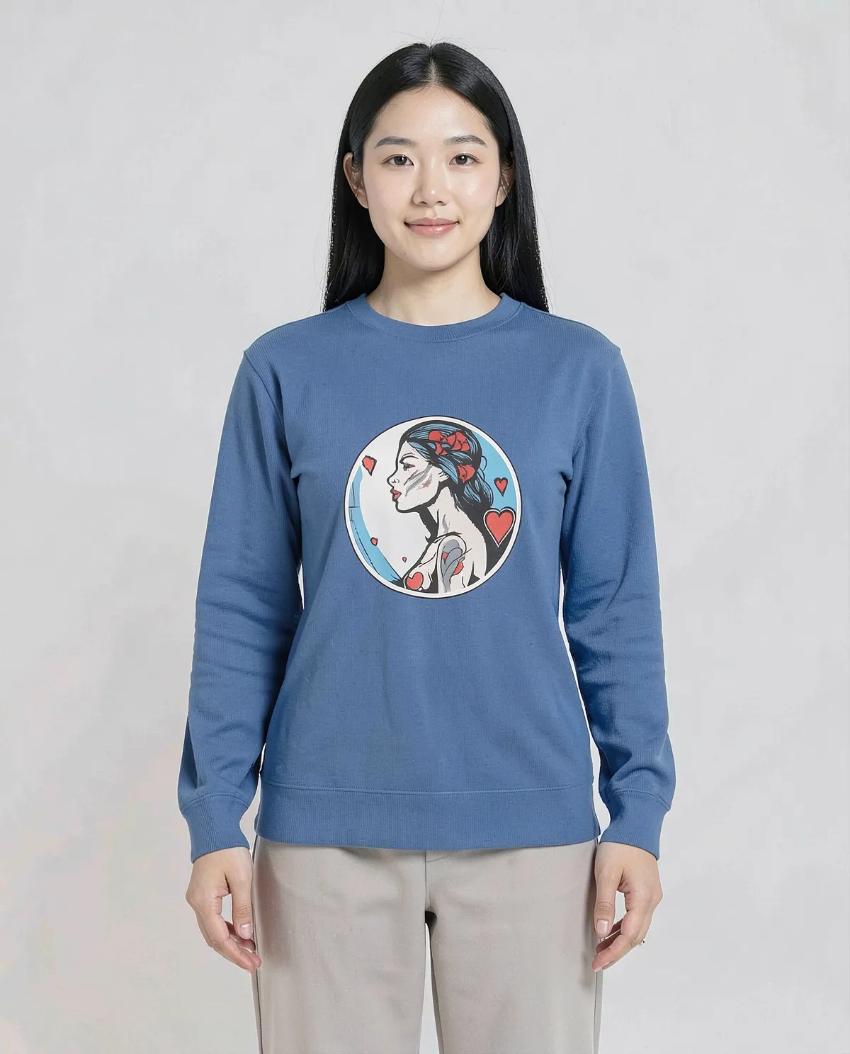 Blue Unisex 100% Cotton Sweatshirt – Durable Print Quality 0