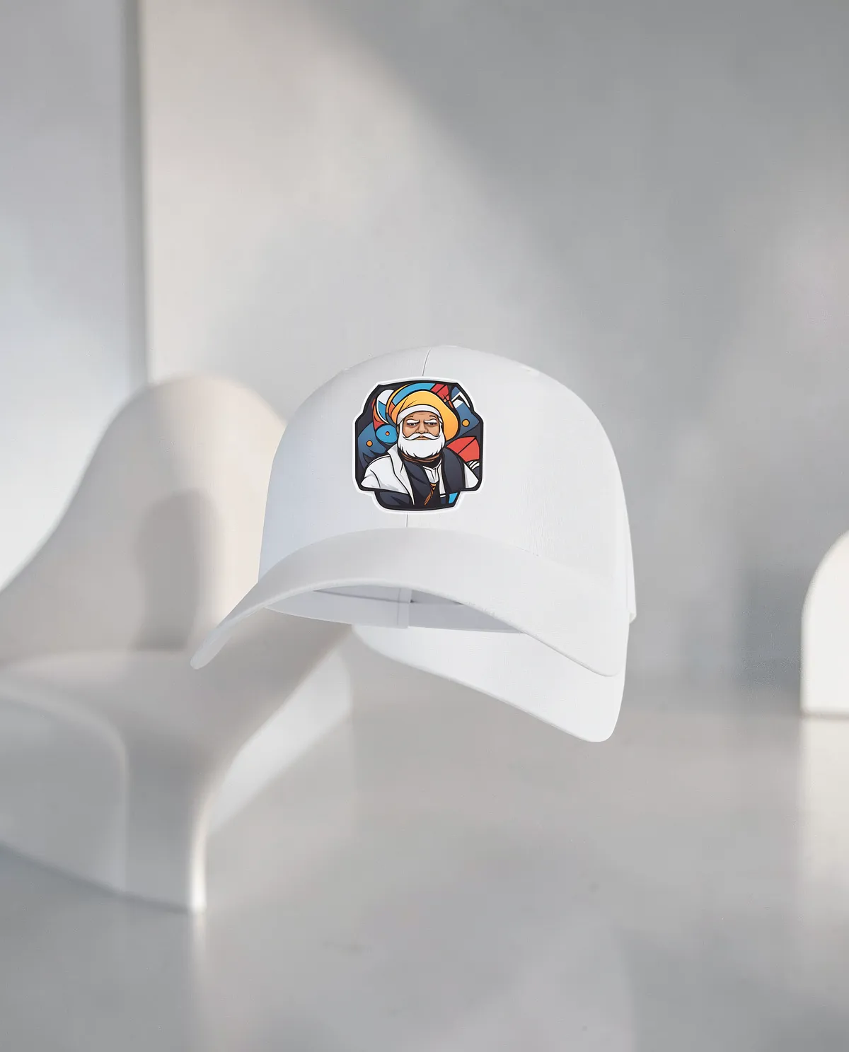 White Cotton Cap with Velcro Closure 59