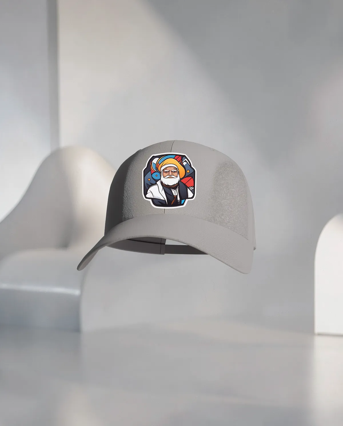 Grey Adjustable Cotton Cap with Velcro Closure 59
