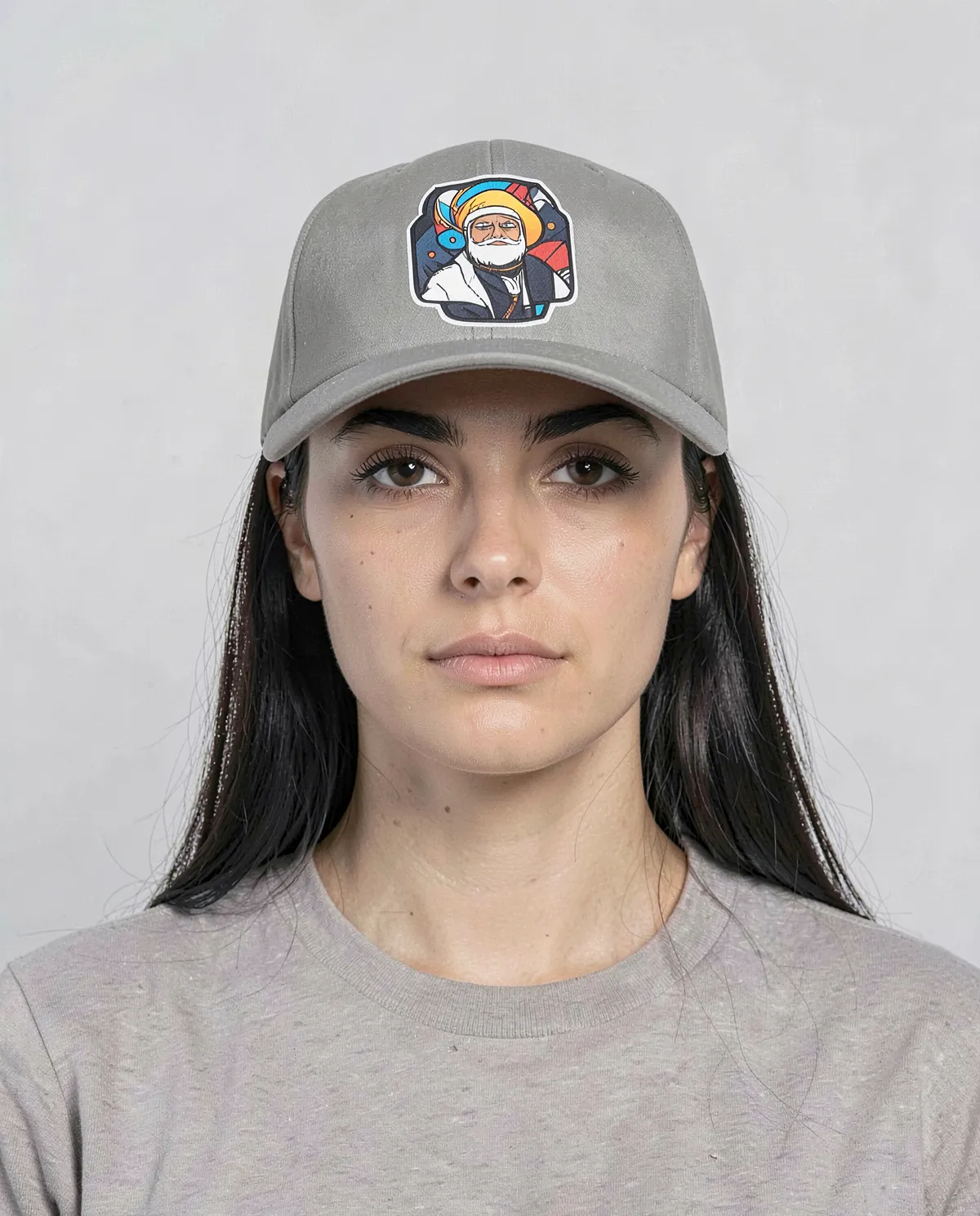 Grey Adjustable Cotton Cap with Velcro Closure 0
