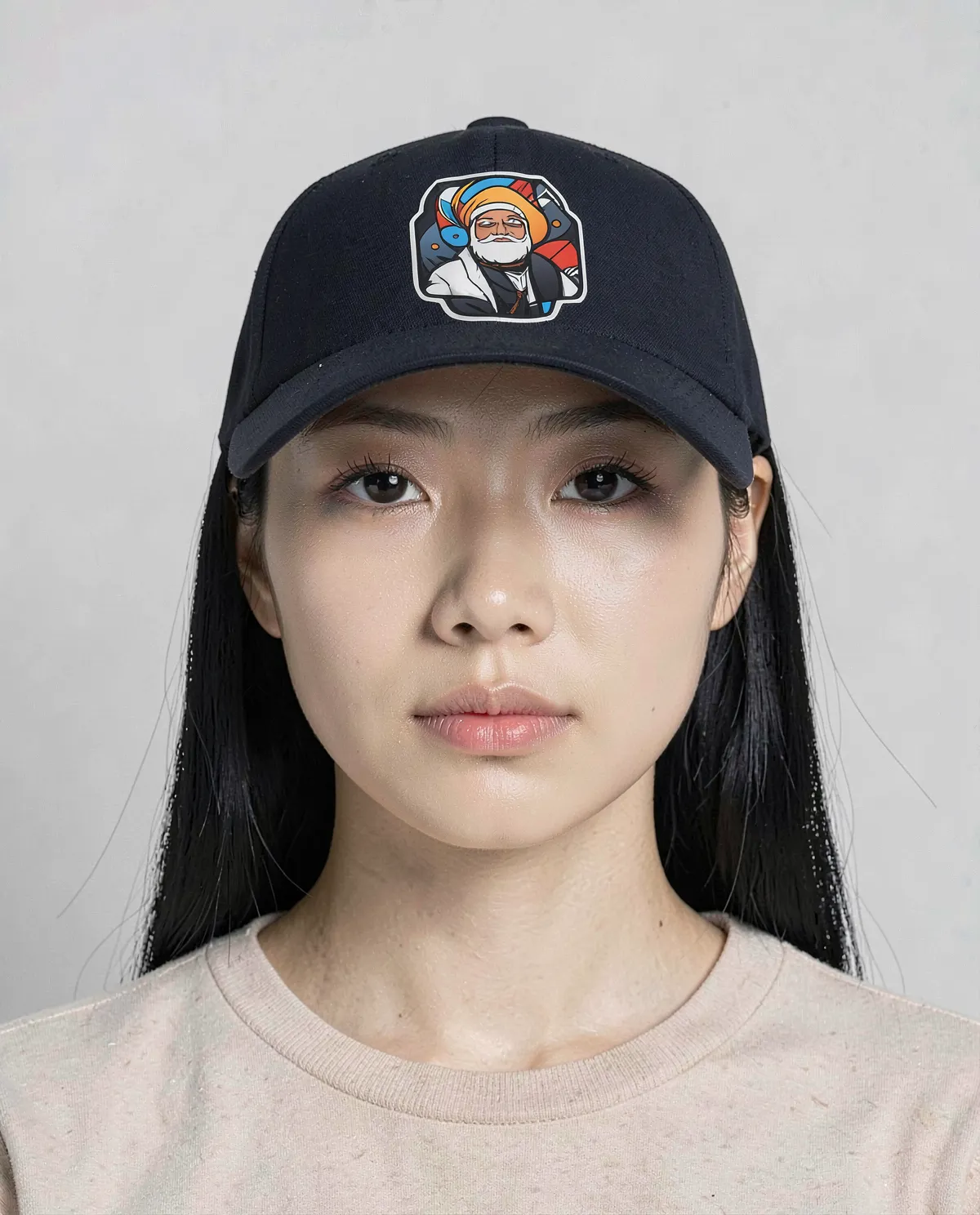 Navy Cotton Cap with Adjustable Velcro Closure 0