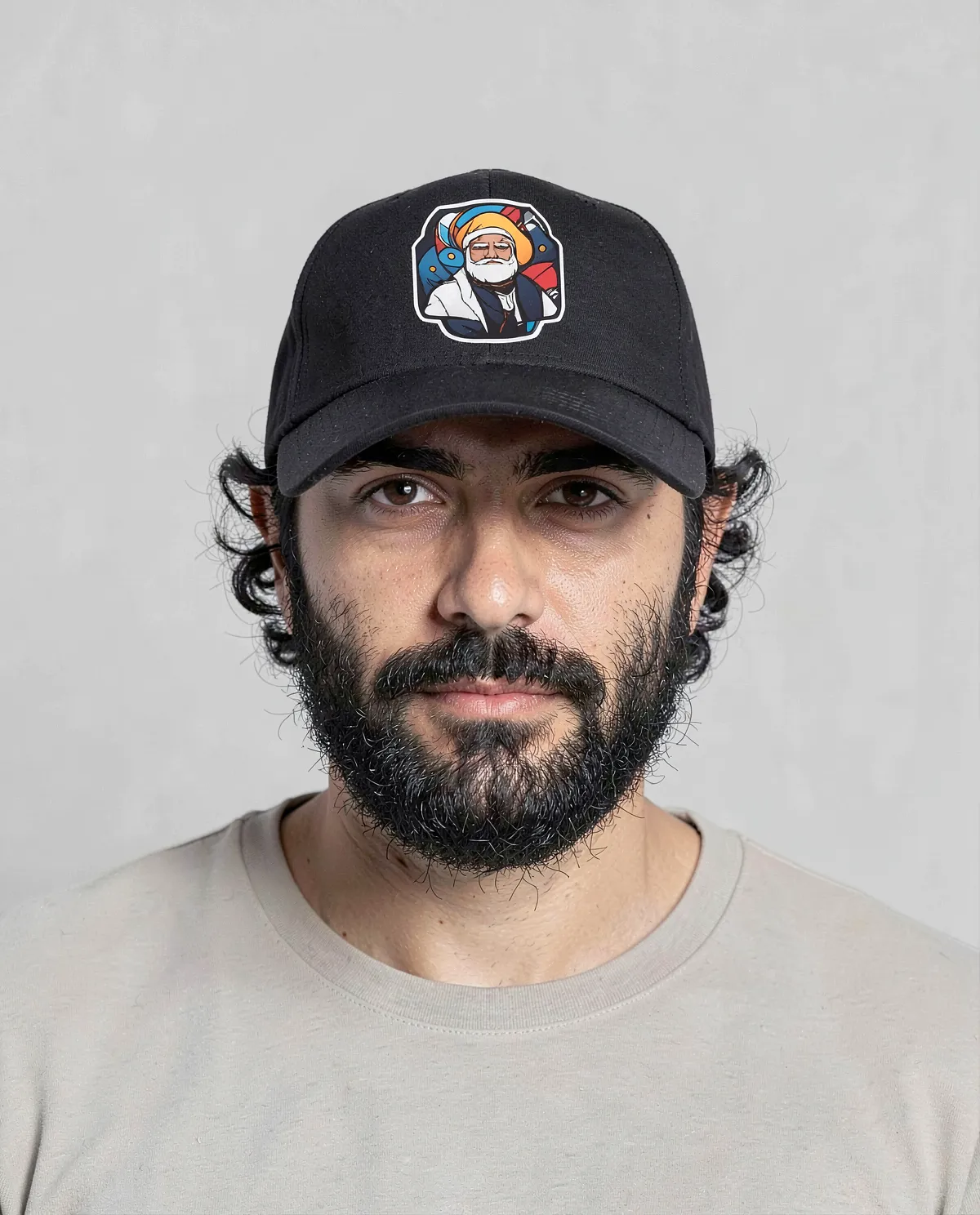 Black Adjustable Cotton Cap with Velcro Closure
