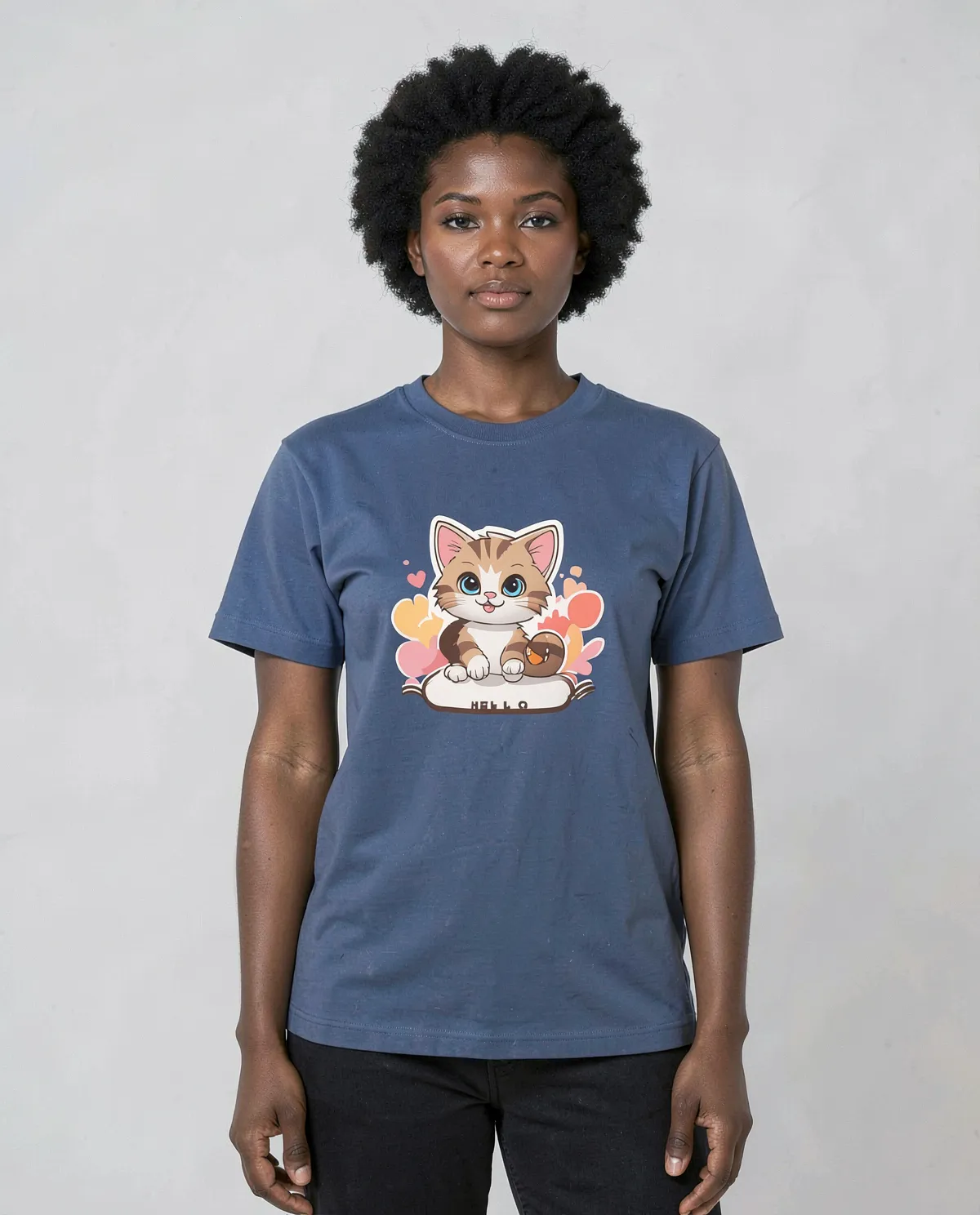 Blue Organic Cotton T-Shirt with Clean Print 0